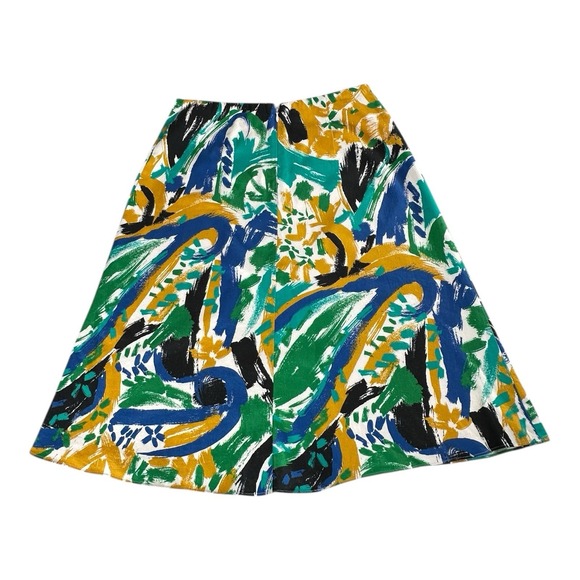 Kobi Halperin Skirt Womens Size Small Lined Colorful Print Blue Yellow - Picture 2 of 11